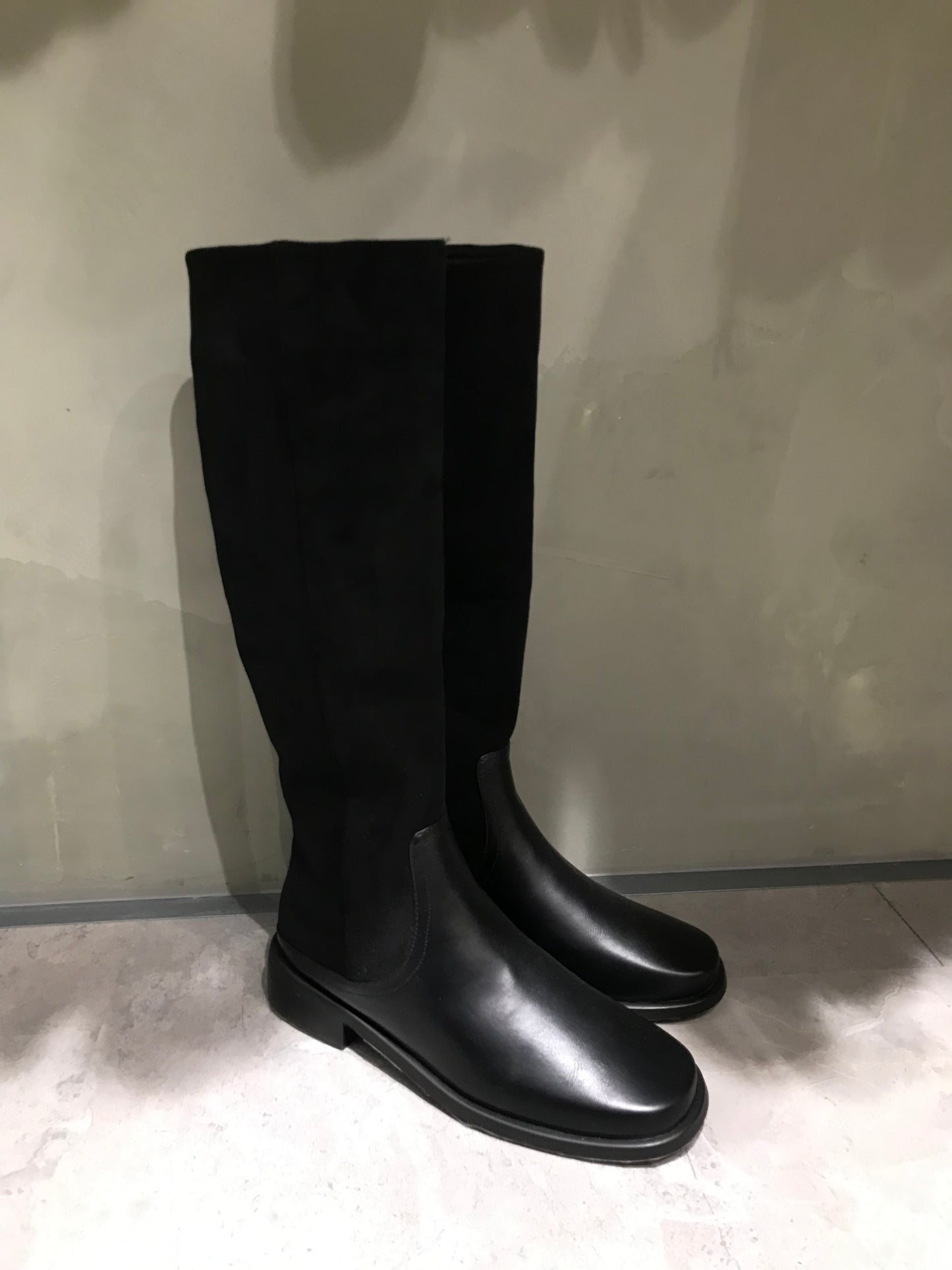 ASUNI square toe platform rider boots