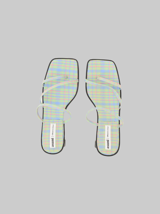 ASUNI Square Toe Picnic Checkered Heel
