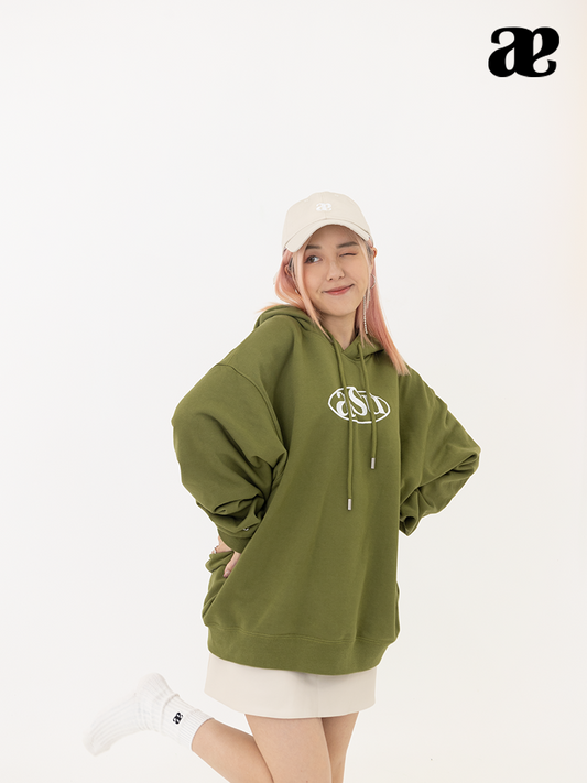 Embroidered ASUNI Hoodie In Green