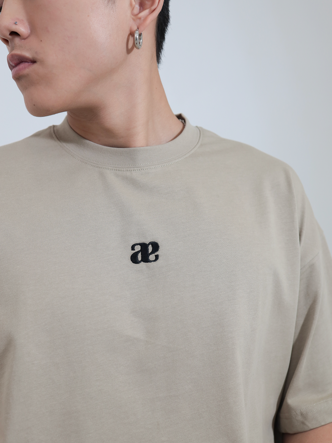Anagram Embroidered Men’s Cotton T-shirt (Khaki)