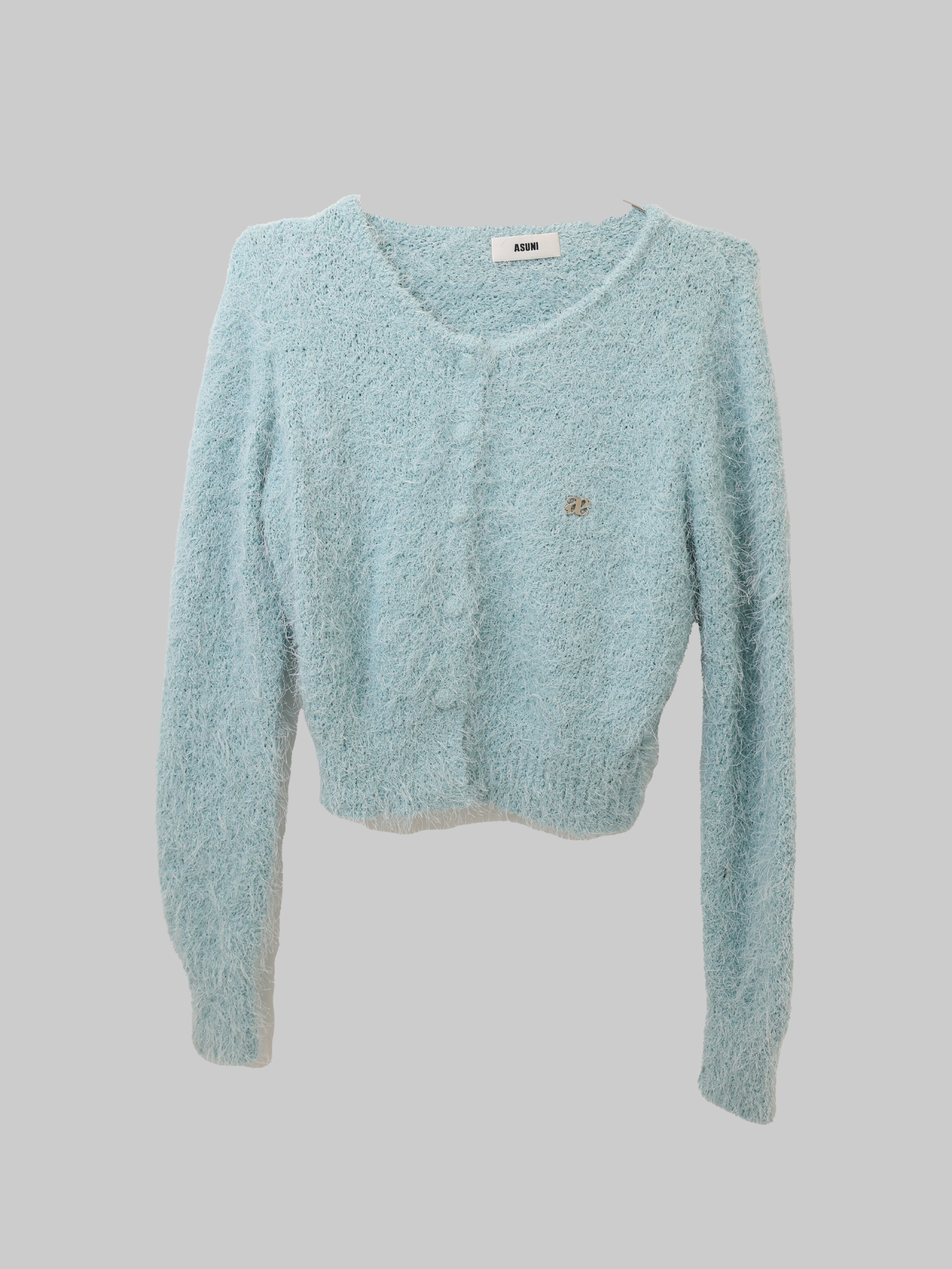 asuni Fluffy Knit Cardigan Sweater in blue