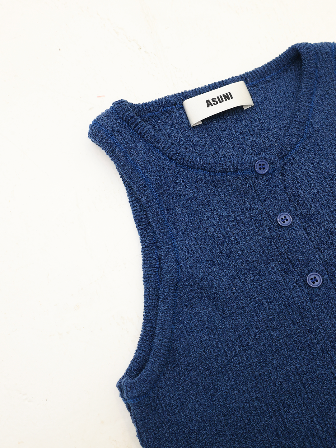Anagram Knitted Slim Vest Top In Blue