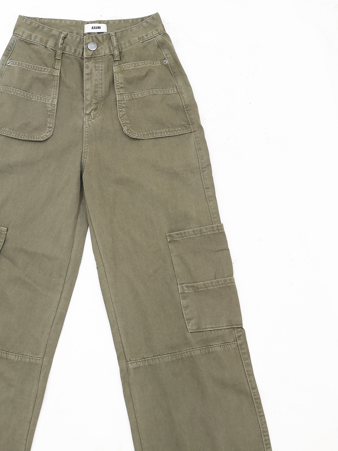 US Army Straight Legs Denim Pants In Army Green