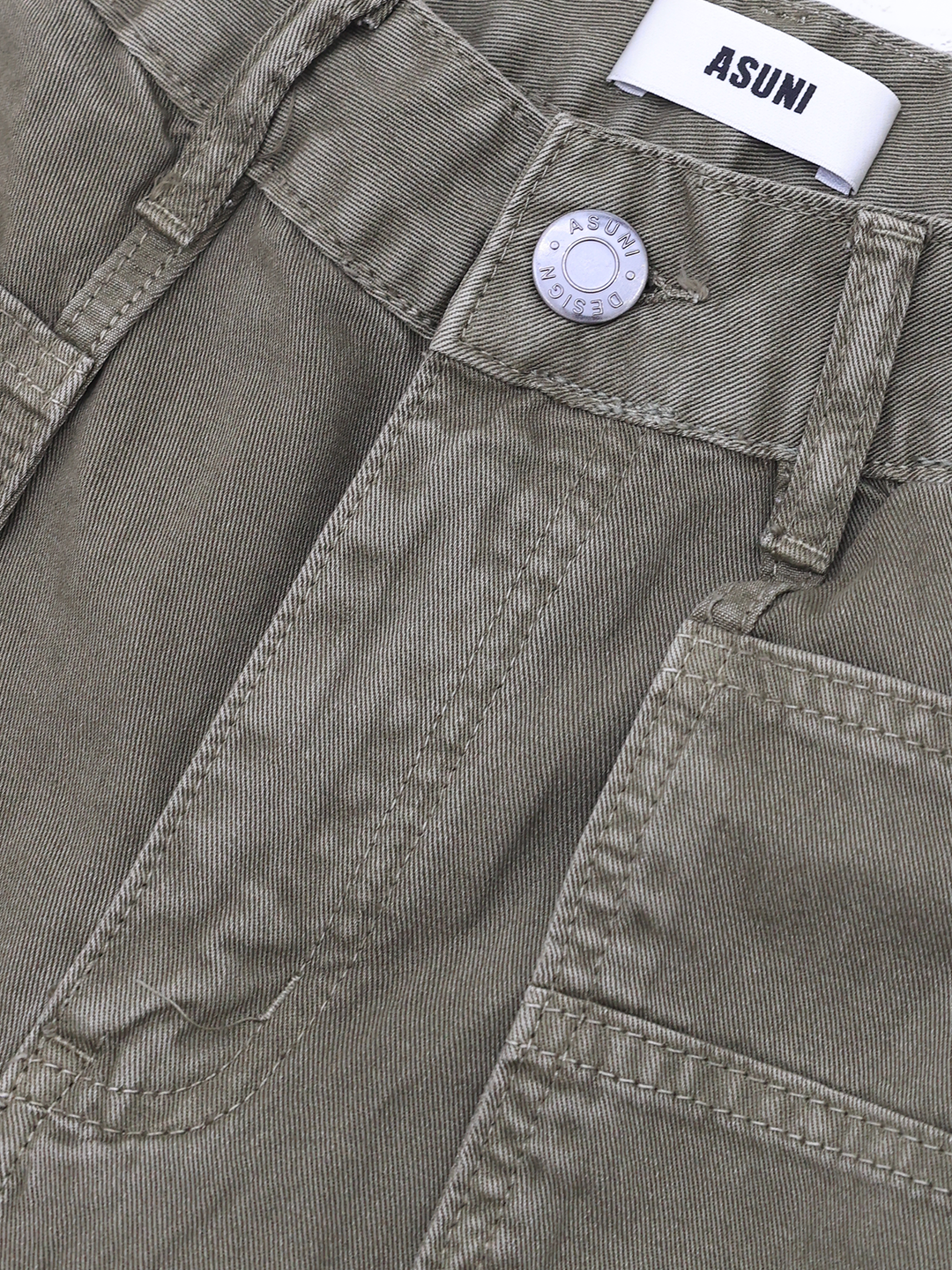 US Army Straight Legs Denim Pants In Army Green