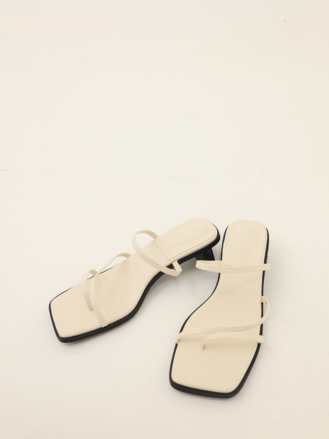 ASUNI Square Toe Strappy Heel In Cream