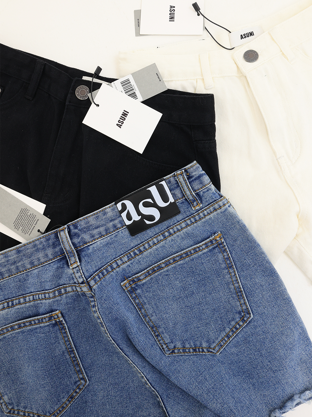 asuni,design 3.0 High Waist Denim Shorts blue