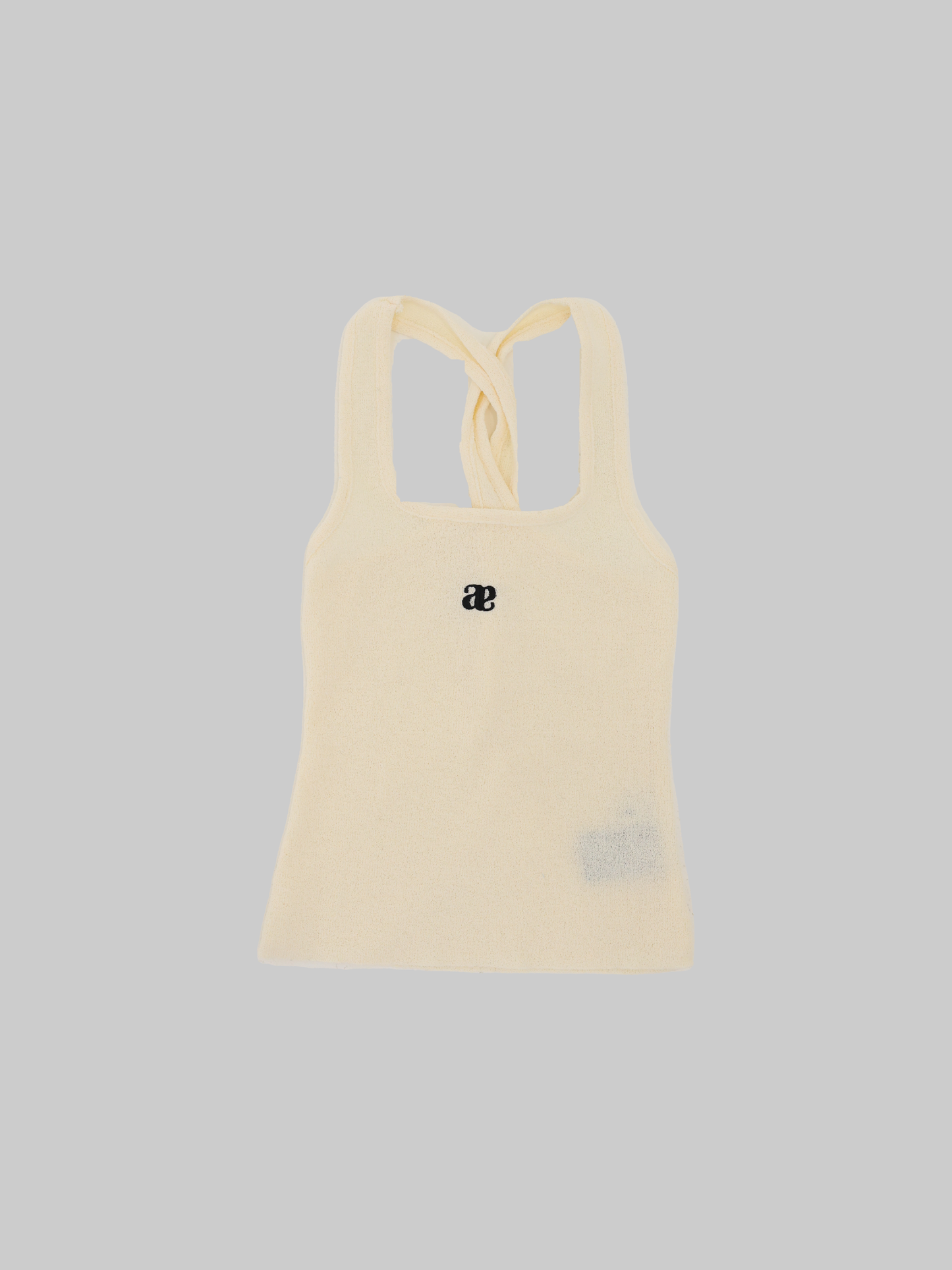 Asuni Anagram Elastic Crossback Tank Top In Cream