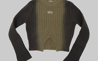 ASUNI ASU Pullover Front Split Knitted Sweater in Green