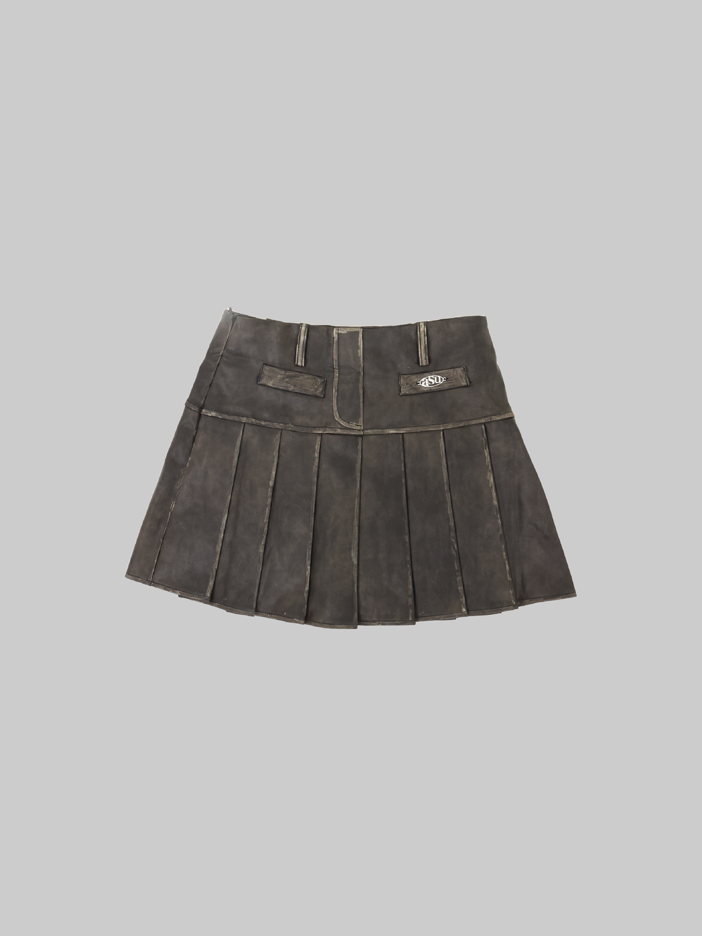 Retro Wear Faux Leather Skirt In Brown