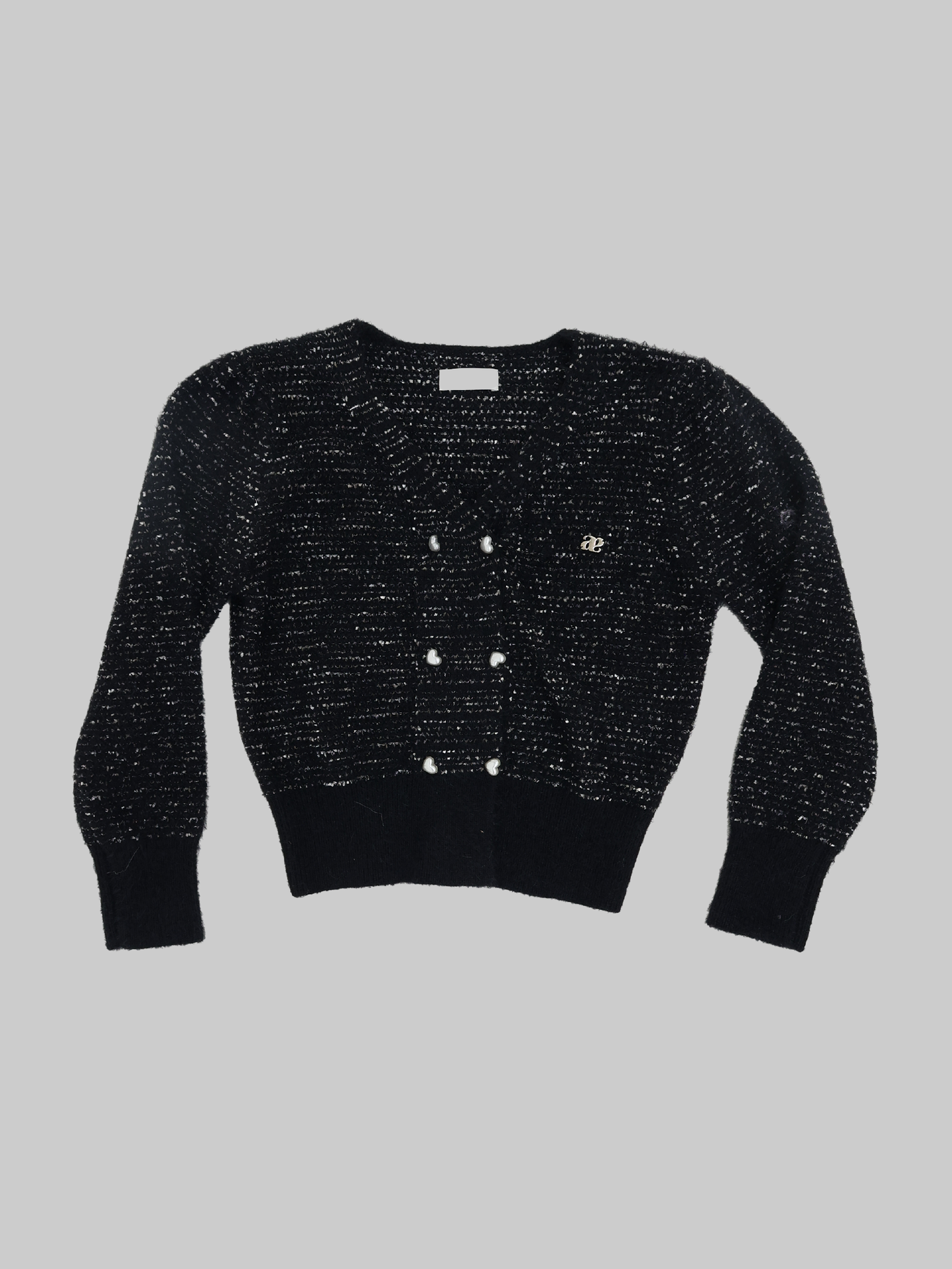asuni Cardigan Double Button Up Knit Sweaters in Black