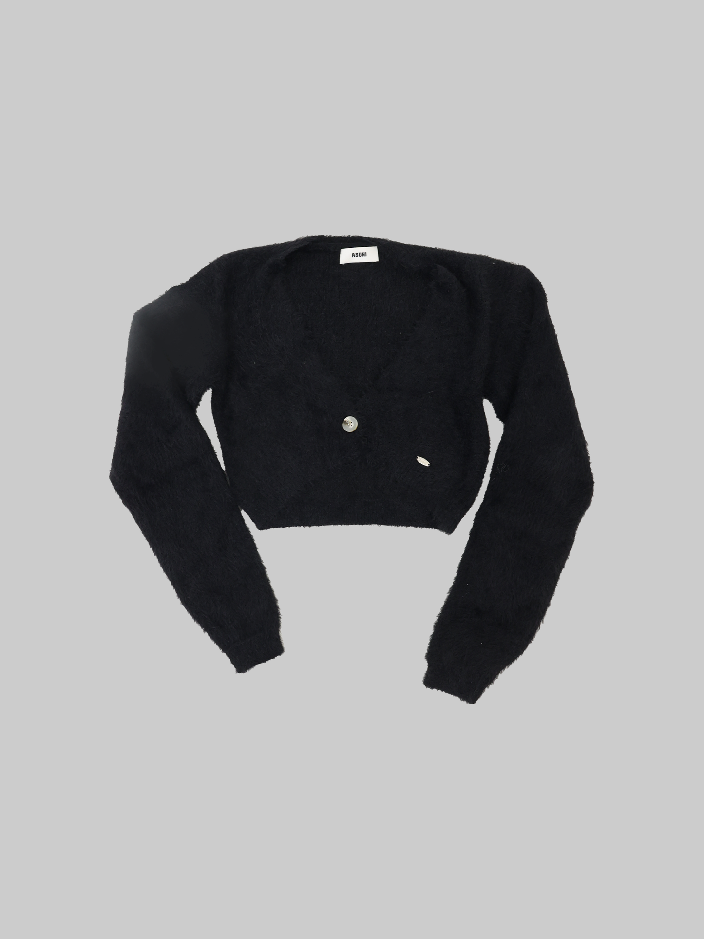 Anagram Fuzzy Downy V Neck Cardigan In Black