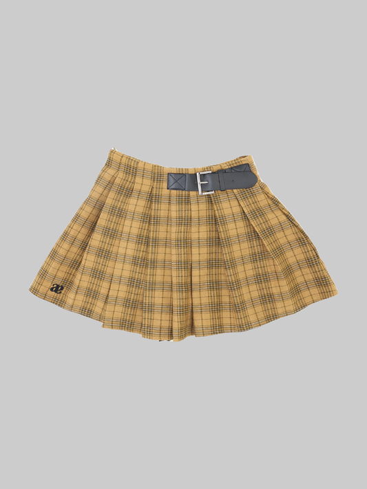 Assorted colors plaid pleated skirt in yellow