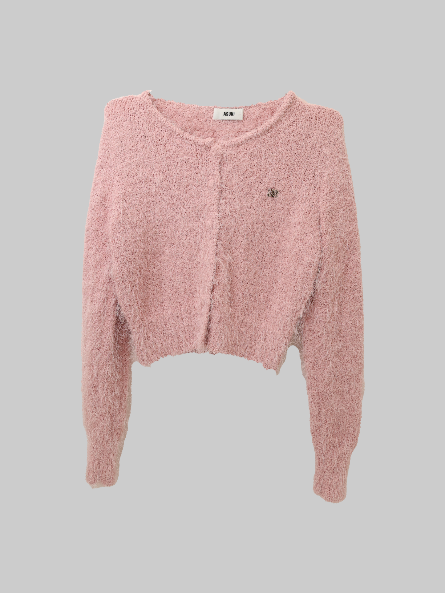 asuni Fluffy Knit Cardigan Sweater in Pink
