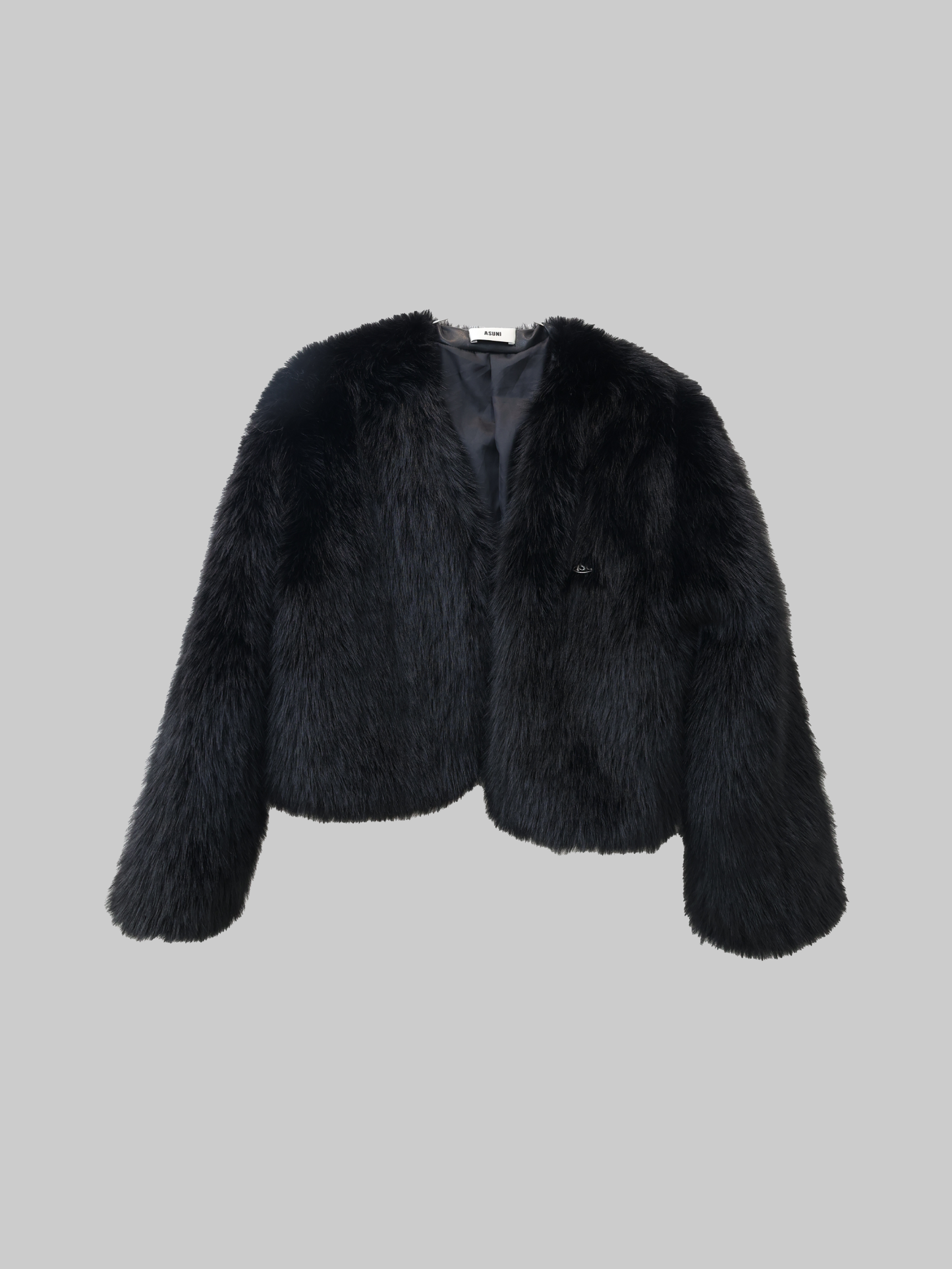 asuni Faux Fur Collar Evening Cape for Winter Coat in black