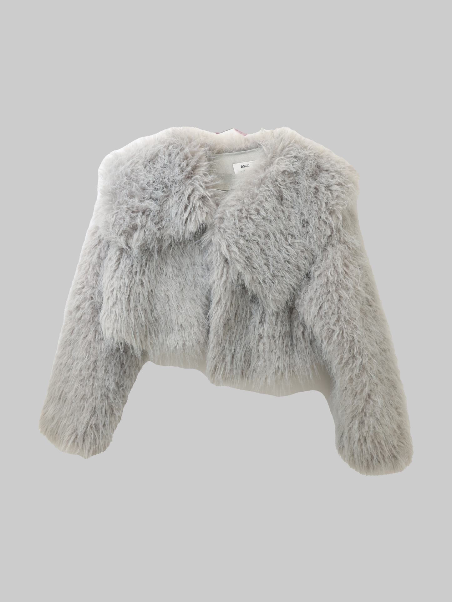 asuni Faux Fur Collar Evening Cape for party Coat in grey