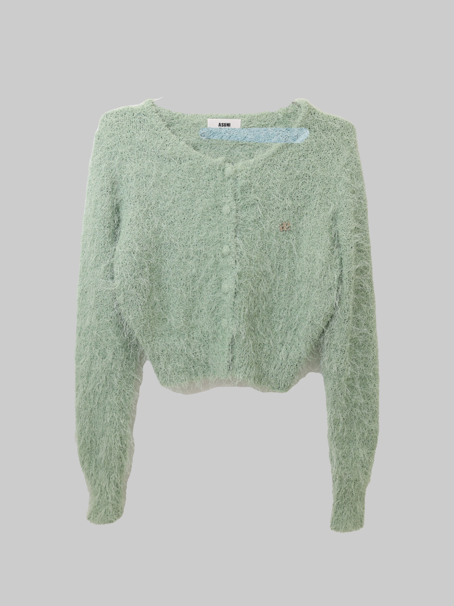 asuni Fluffy Knit Cardigan Sweater in green
