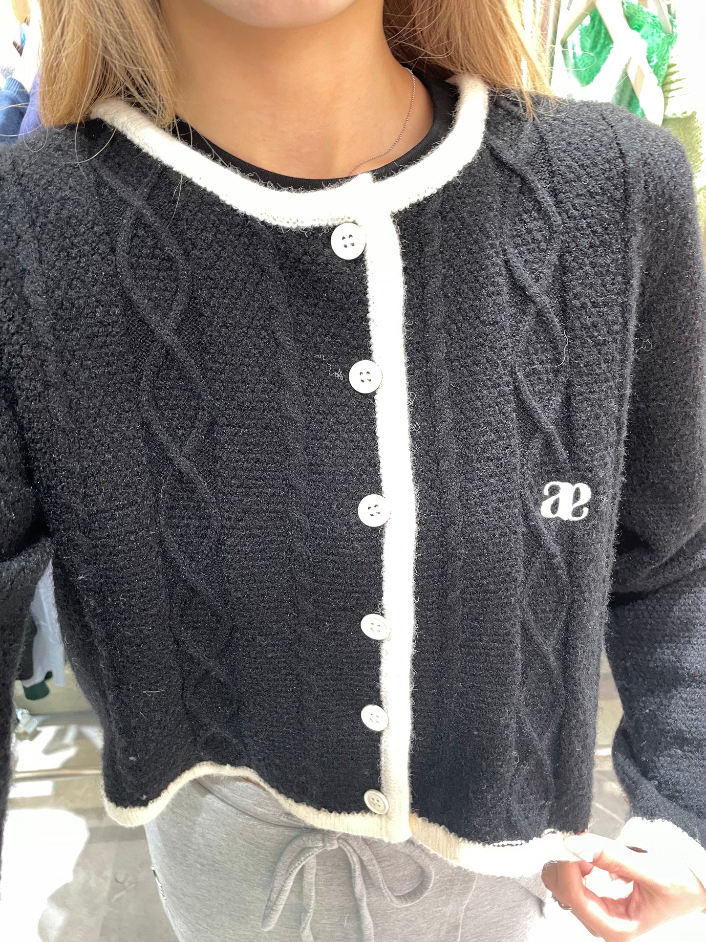 Anagram Front Buttons Knitted Sweater In Black