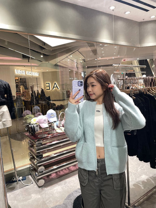 Cotton Candy Zip Up Jacket In Blue