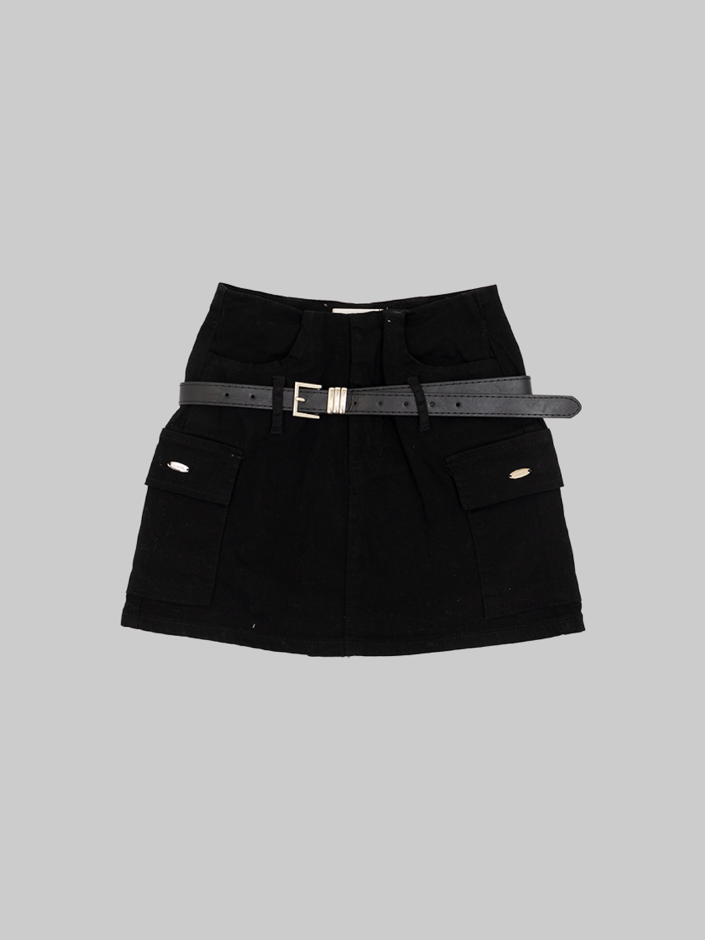Cargo Denim Skirt in Black