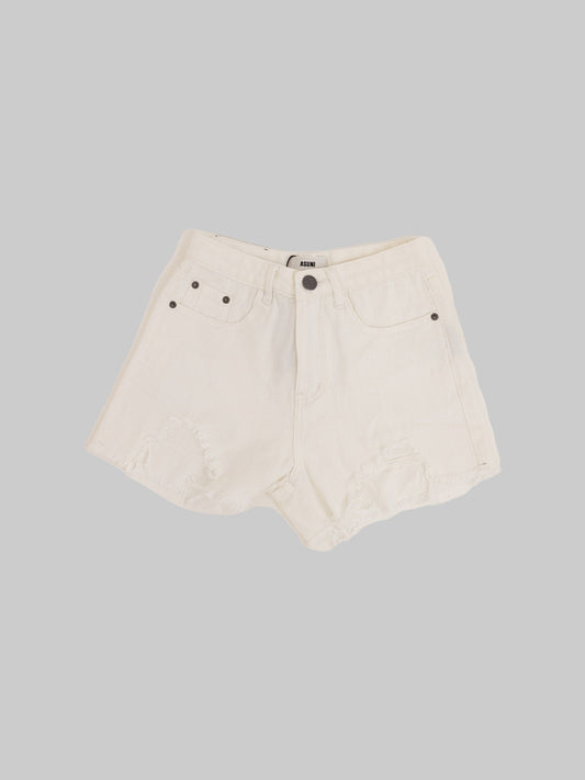 asuni,design 3.0 High Waist Denim Shorts white