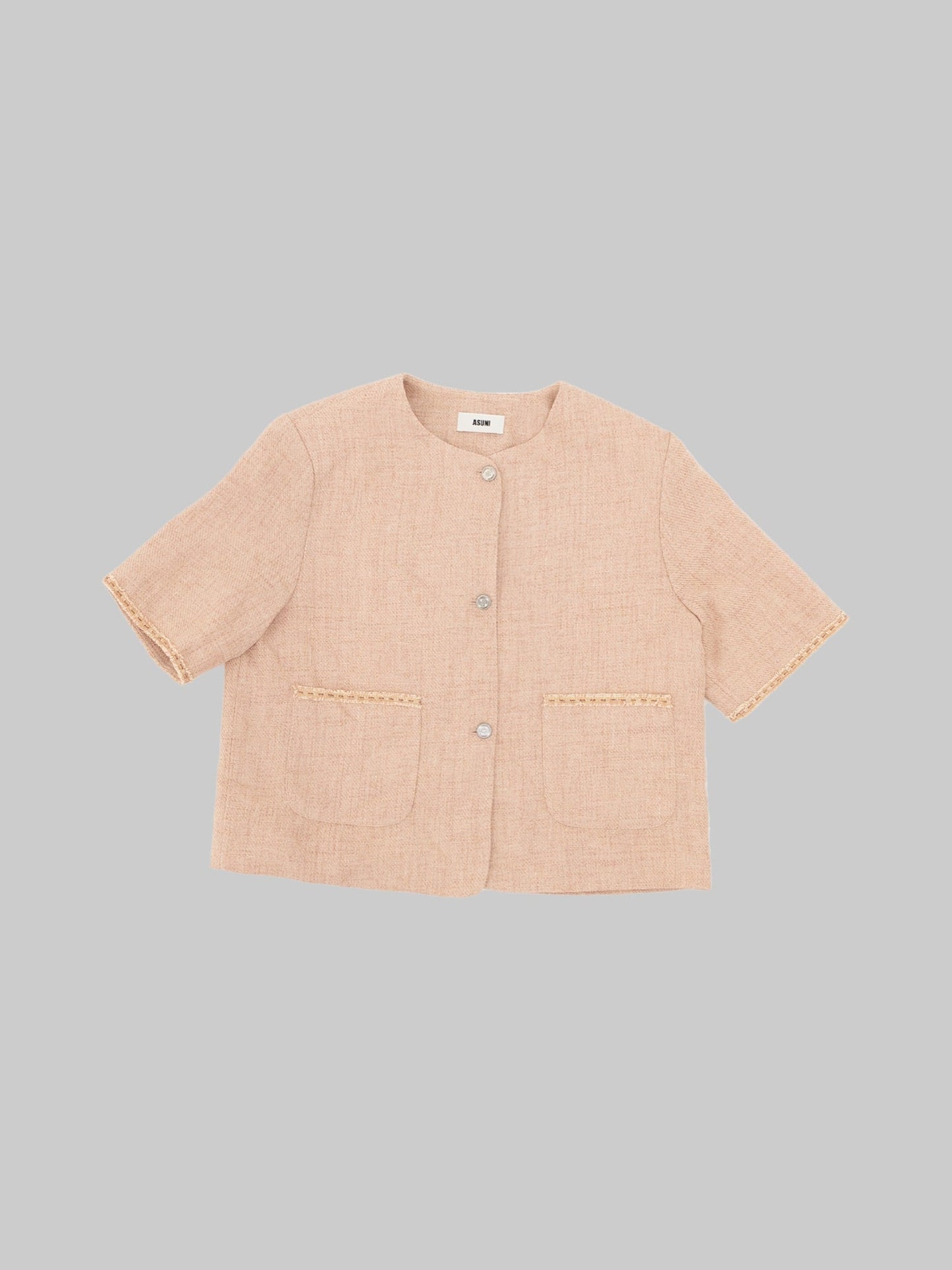 Tweed Boxy Crop Outer (pink)