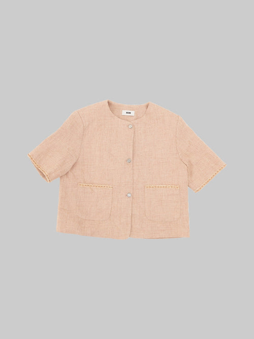 Tweed Boxy Crop Outer (pink)