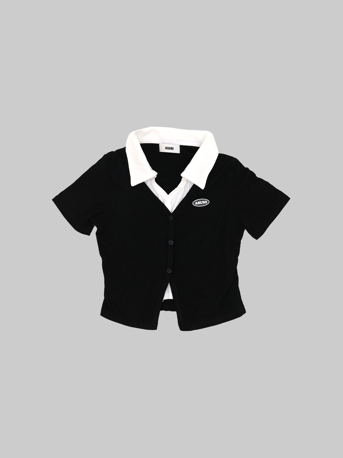 asuni Contrasting Collar Shirt In black