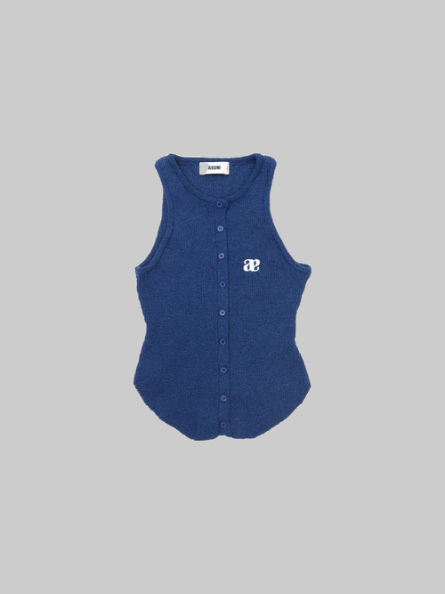 Anagram Knitted Slim Vest Top In Blue