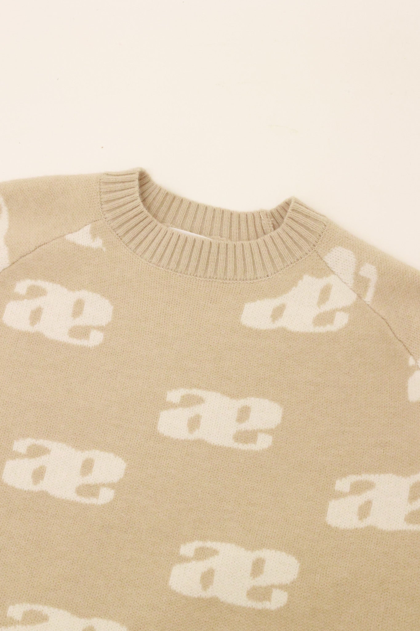 Anagram Knit Pullover Sweater In Beige