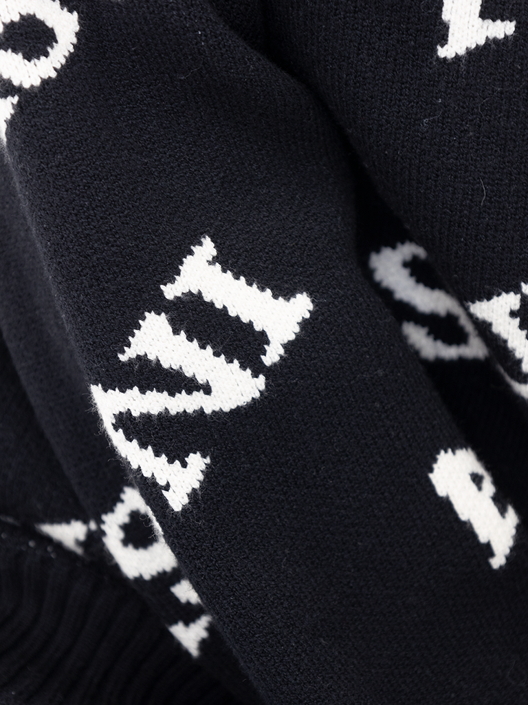 Monogram Knit Pullover Sweater In Black