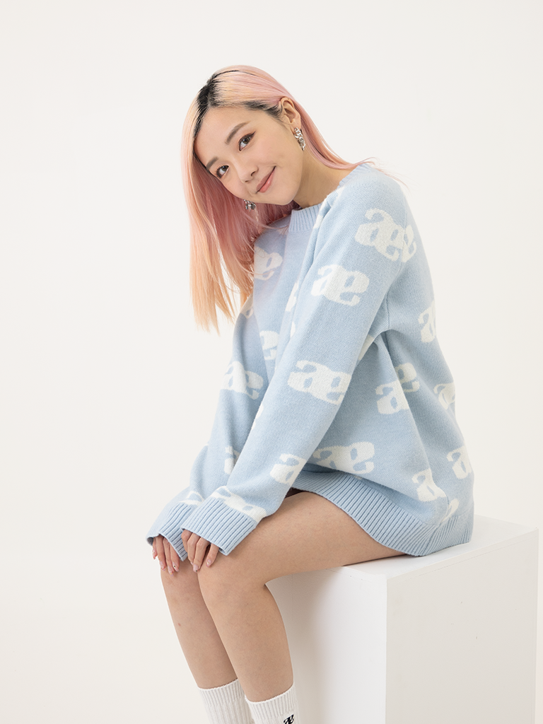 Anagram Knit Pullover Sweater In Blue