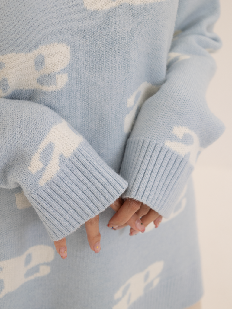 Anagram Knit Pullover Sweater In Blue