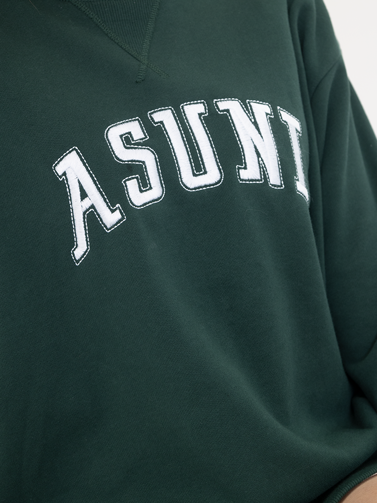 Flocked ASUNI Sweatshirt In Green