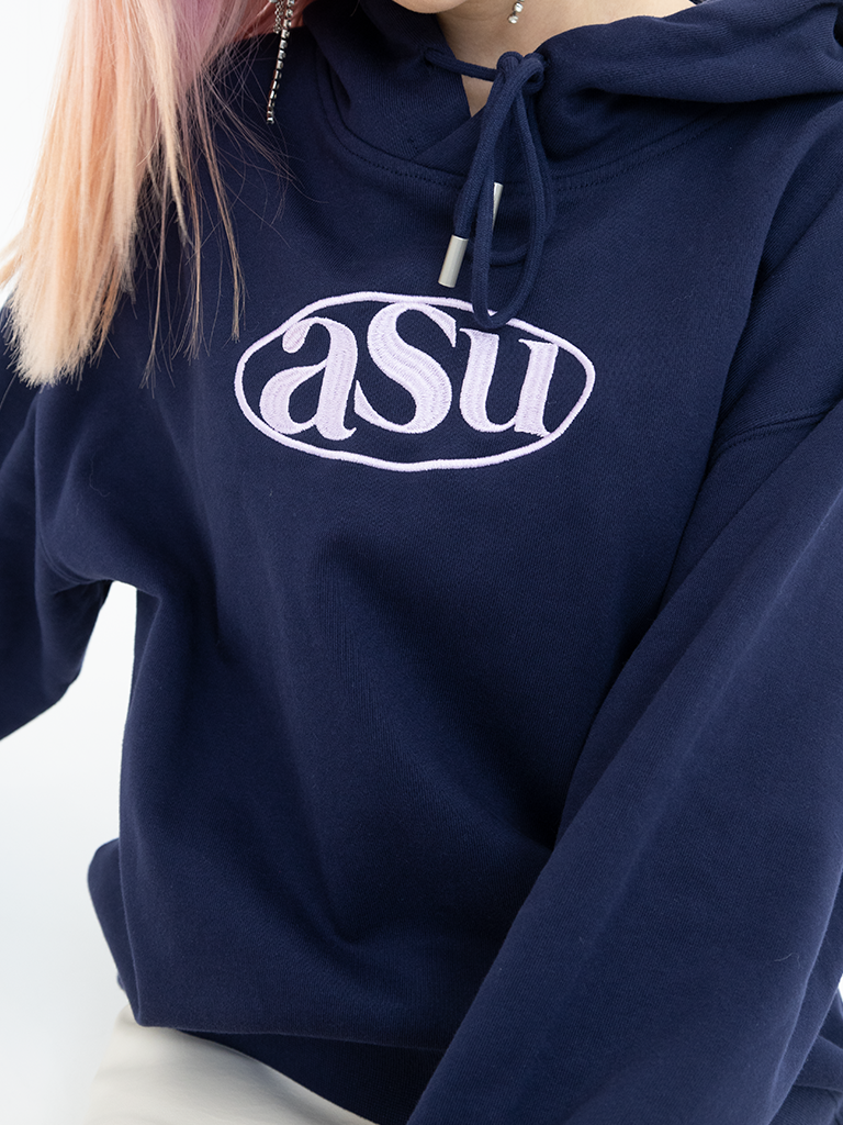 Embroidered ASUNI Hoodie In Blue x Pink