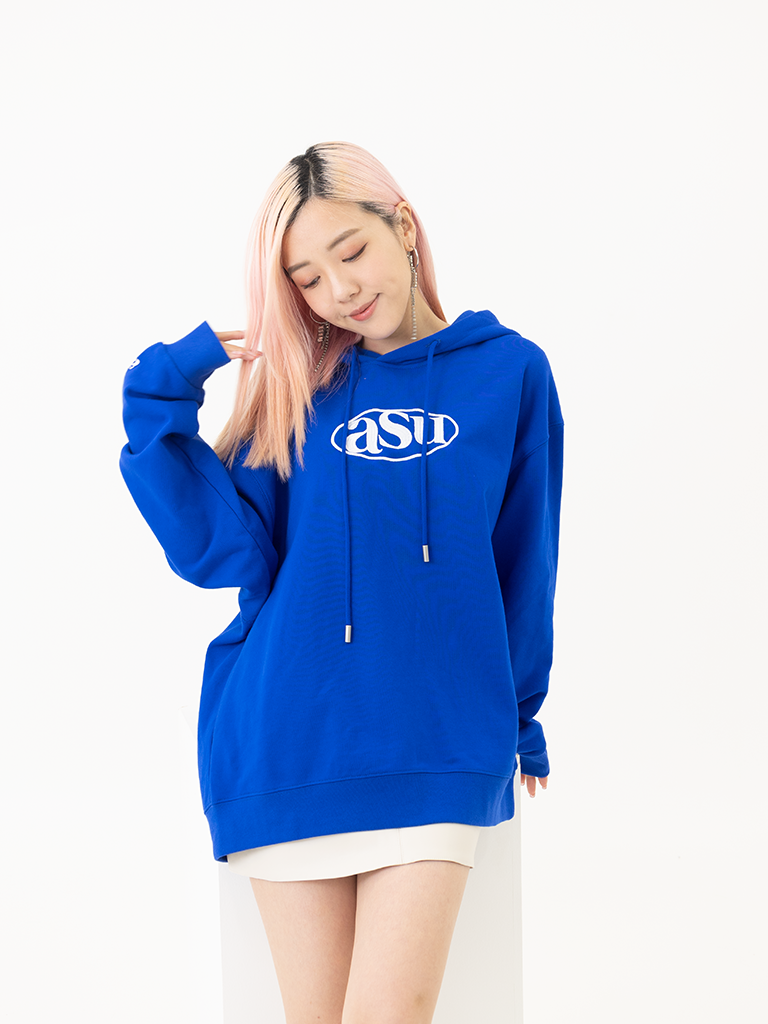 Embroidered ASUNI Hoodie In Blue