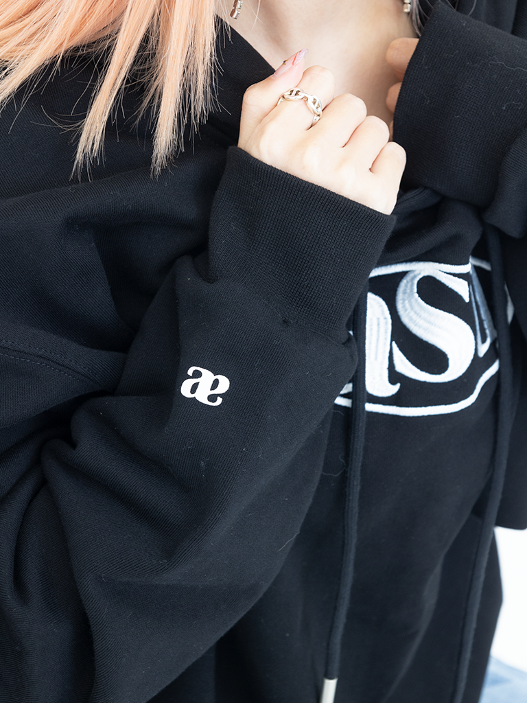 Embroidered ASUNI Hoodie In Black
