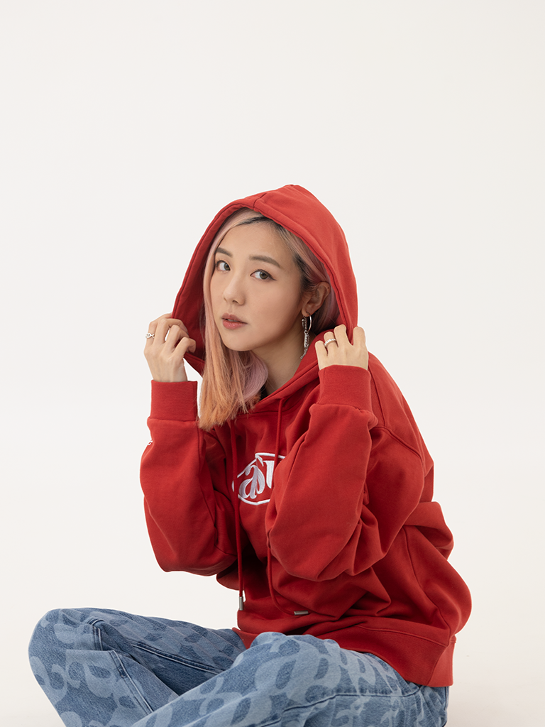 Embroidered ASUNI Hoodie In Red