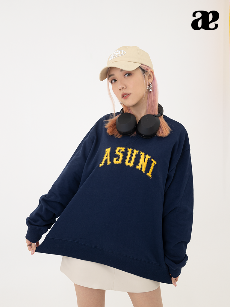 Flocked ASUNI Sweatshirt In Blue