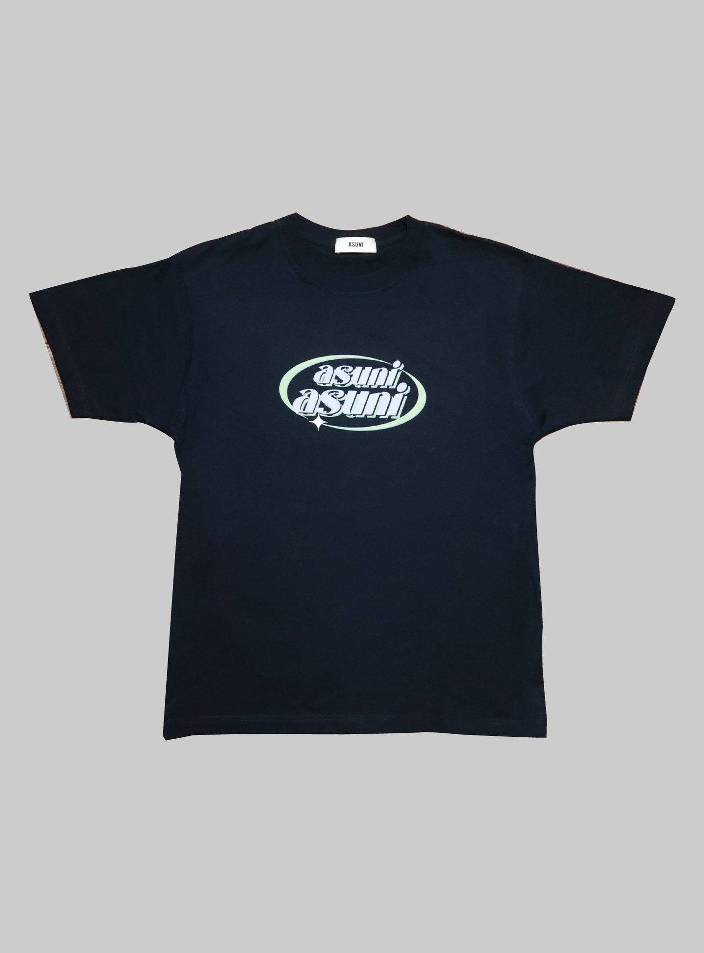 'asuni asuni'-print Short Sleeve Oversized T-shirt In Navy