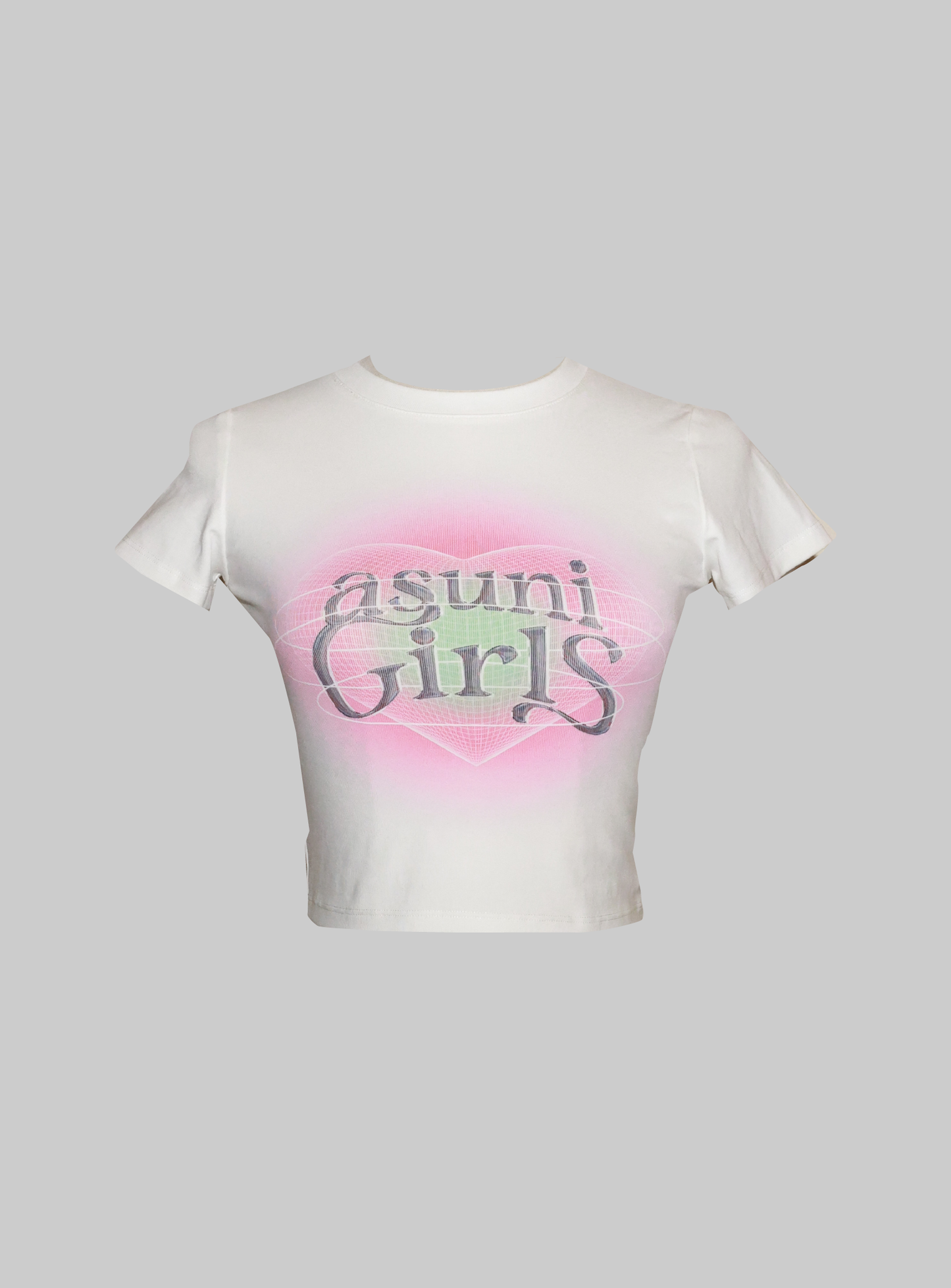 ‘asuniGirls’ Heart-print Cropped T-shirt In White