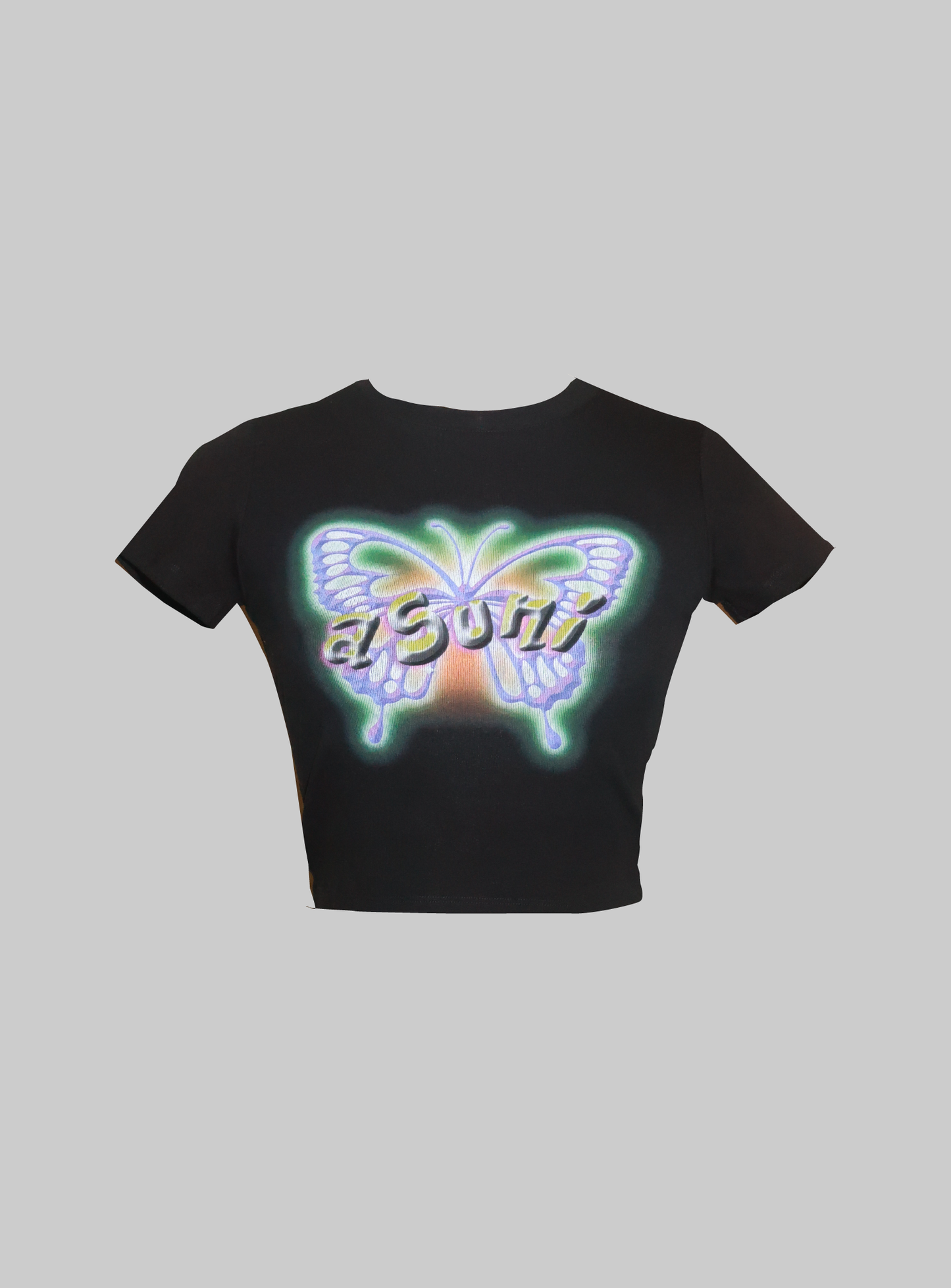 ‘asuni’ asuniflies-print Cropped T-shirt In Black