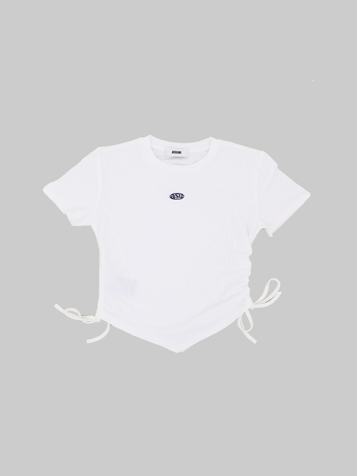 ASUNI ASU LOGO Ruched Side T-shirt (White)
