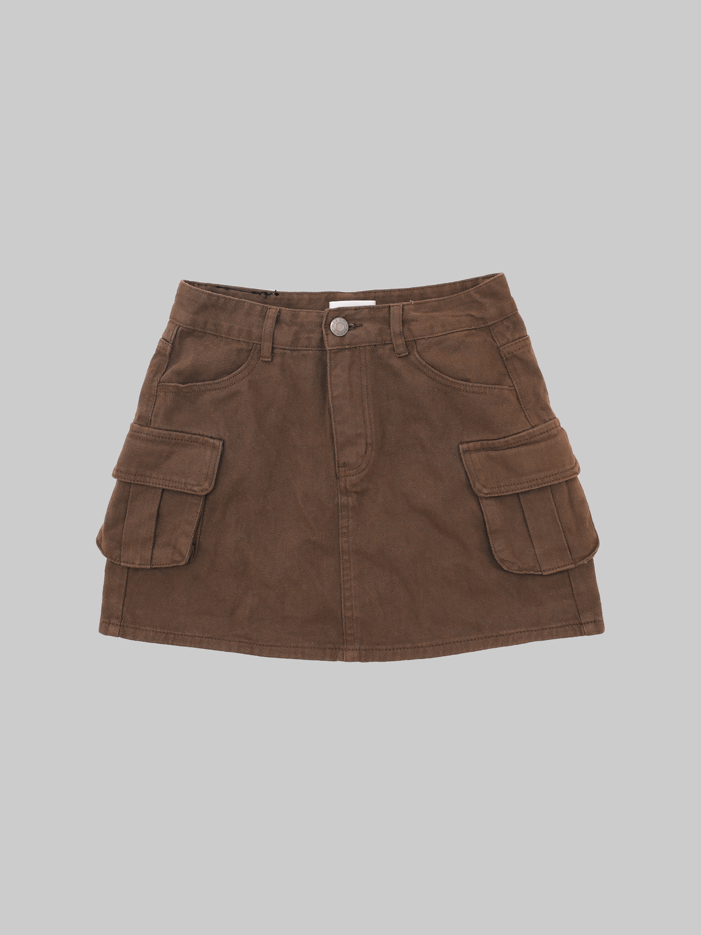 Baggy Denim Mini Skirt In Choco